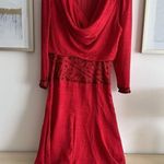Vintage Silk Dress Womens 10 Dore Beaded Midi Red Cocktail Evening Embellished Photo 6