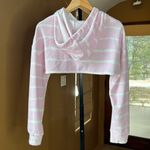 ZARA  TERRYCLOTH ARM WARMER SWEATSHIRT Pink White Stripe Size Medium NEW! Photo 8