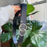 Faux Leather Double Circle Belt Black Photo 3