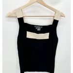 Per Se Blouse Women M Black Cream Square Neck Sleeveless Stretch Viscose Blend Photo 5