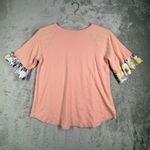 Haley & Co Shirt Orange Floral Ruffle Sleeve Top Blouse Boho Feminine Size Small Pink Photo 2