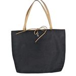 Kate Spade Linen Canvas Tote Bag with Monogram Black and Tan Photo 0