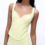 ZARA Lime green and white gingham sleeveless corset top never worn Photo 0