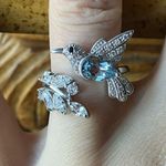 Natural Sky Blue Topaz Sterling Silver Artistic Bird Ring Size 8 Photo 0
