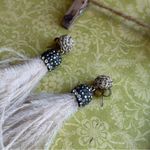 Vintage Feather Tassel Earrings Black Photo 2