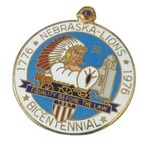 VTG Nebraska Native Chief Pinback Lions Club Bicentennial 1776 Brooch Badge Photo 0