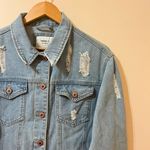 Forever 21 Light Wash Distressed Button Front Denim Jean Jacket Photo 1