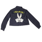 Looney Tunes Vintage  Women's Medium "That's All‎ Folks" Black Bomber Jean Jacket Photo 4