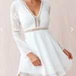 Angel Biba White Crochet Bell Sleeve Dress Photo 3