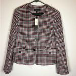 Talbots NWT wool Plaid Women's Blazer Black, White, Pink, green, blue Photo 1