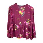 Old Navy  Women's Burgundy Maroon Floral Tunic Top Flowy Blouse Size Large Photo 1