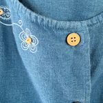 Erika Dusty Blue Linen Embroidered Sleeveless Shell Tank Top Size L Cottagecore Photo 3