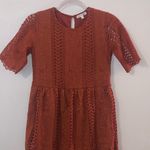 Stevie Hender Burnt Orange Lace Dress Short Sleeve Midi Photo 1
