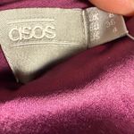 ASOS  Plum Burgundy Satin Lace Trim Pleated Cold Shoulder Maxi Dress Size 4 Photo 10