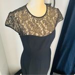 Maggy London Black Stretch Crepe Gold Lace Illusion Dress, Black, Size 8, NWT Photo 8