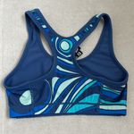 WAVE LIFE XS REVERSIBLE SPORT BRA SOLID BLUE AQUA SPRAY SWIRL PRINT SPORTY Photo 2