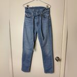 7 For All Mankind , Roxanne paper bag, belted, high rise skinny blue jeans 27 Photo 2