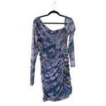 Free People NWT  Chloe One-Shoulder Long Sleeve Bodycon Floral Mini Dress Blue L Photo 52