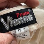 Vienna Prom  | Cream Green Beaded Open Back Gown Sz 12 Photo 5