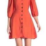 MELLODAY Orange Square Neckline A-Line Lined Mini Dress 3/4 Sleeves Size XS Photo 0