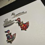 Lot Of 4 Bird Metal Brooch Pins Ducks 1 Is Rhinestone Photo 3