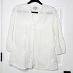 Anthropologie Hester‎ & Orchard  White Embroidered Romantic Blouse XL Photo 0