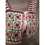 Maeve  crochet top vest floral cropped One Size Opened Anthropologie 70's Style Photo 1