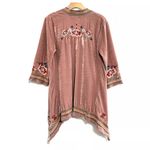 Paparazzi  velvet burnout kimono dusty rose Embroidered Floral size L Y2K boho Photo 9