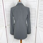 Vintage Moda International Pinstripe Long Blazer Jacket Grey Pink 4 Gray Photo 3