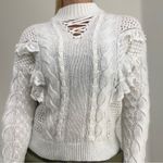 Torn By Ronny Kobo  Paige Lace Up Ruffled Sweater Cream Women's Size Medium Photo 10