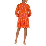 Vince Camuto  Orange Tiered Chiffon Balloon Sleeve Baby-doll Mini Dress Photo 2