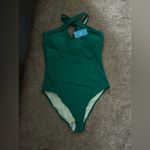Cupshe  Green Rib Cutout Crisscross One Piece Swimsuit Large‎ Photo 4