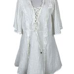 INDIKAH by Angel Biba White Ruffled Lace-Up Dress With Sleeves XS Photo 0