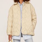 Sandro Gloriana Heart Quilted Jacket in Tan Photo 0