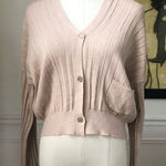 Lavender Sketch Cropped Wide Rib Cardigan M Tan Size M Photo 0
