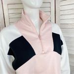Hollister  Color Block 1/4 Zip Cropped Sweatshirt Pink Black White XS Photo 4