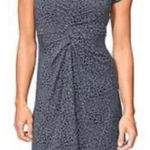 Athleta Honey Vneck Ruched Dress, Size XS. Blue Abstract Pattern Travel Vacation Photo 0