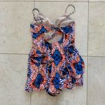 Lavender Brown Paisley Romper Criss Cross Back SzS Photo 3