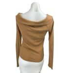 Free People We The Free Tan Ribbed Knit Long Sleeve V Neck Sweater Top Size M Photo 1