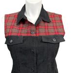 Vintage 90s Sun River Women’s Vest Black Suede Look Red Plaid Western Size L Size L Photo 1