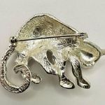 Silver tone and black jaguar brooch Photo 2