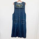 VTG HAIKS Womens Denim Maxi Dress XL Nautical Lighthouse Painted 90s Coastal Blue Size undefined Photo 5