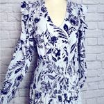 AQUA linen blend floral midi dress. Smocked hip. Purple/white. Size Medium. NWOT Photo 2