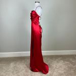 Blondie Nites  Satin Backless Lace Up Long Column Gown Red Size 17 Formal Dress Photo 5
