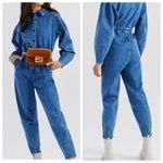 Something Navy Cotton Blend Denim Boilersuit Overall Jeans with Pockets Photo 2