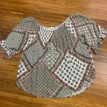 Maurice's  Women's Size 1x Off Shoulder Boho Patchwork Print Short Bell Sleeve Top Photo 0