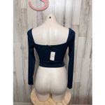 Windsor Teal Cutout Twist Long Sleeve Crop Top Women’s Size Small Photo 3