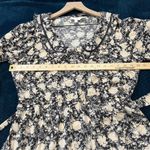 LC Lauren Conrad  Womens Size L Black‎ Floral Ruffle Chiffon Collared Shirt Dress Photo 15