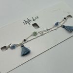 Style & Co Flower Tassel Double-Row Ankle Bracelet in Silver-Tone NWT MSRP $25 Photo 1