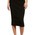 Good American Skirt Women Size 0 Black Ribbed Bodycon Stretch Pencil Midi Photo 0